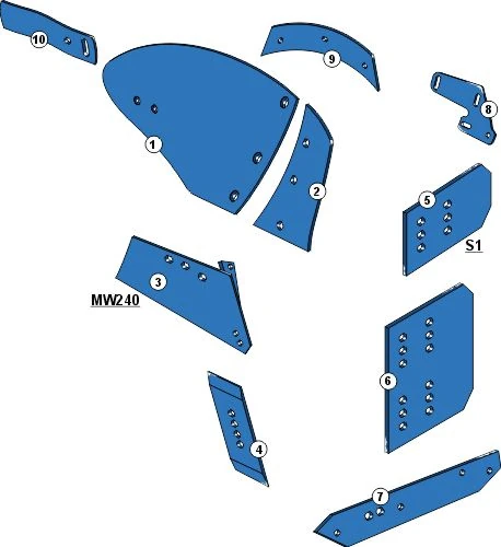 Explosionszeichnung Frost Pflugkörper Typ HW240